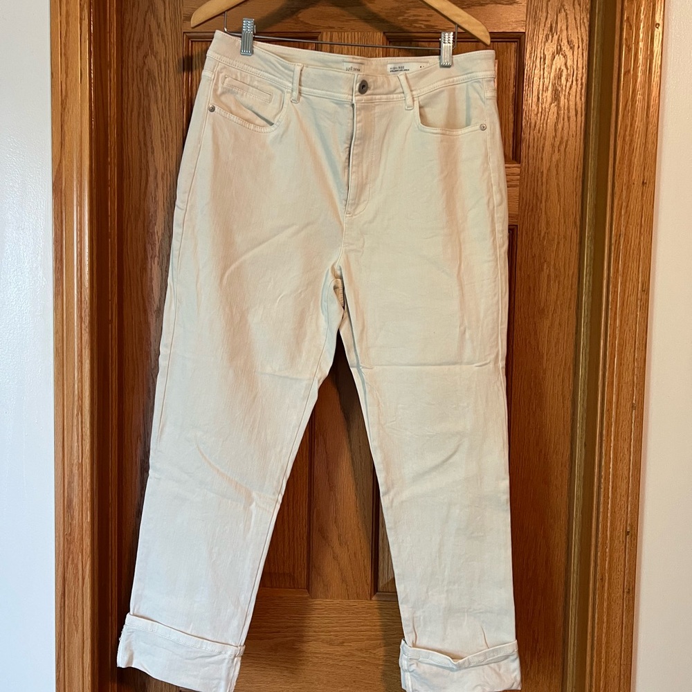 J.Jill Denim High-Rise Straight-Leg Pants - Cream